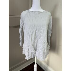 Mj. Watson Gray Pullover Tiered Sweater Sz L 70% Cotton 30% Steel Luxury Knit